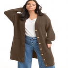 Midi-Length Button-Down Cardigan image number null