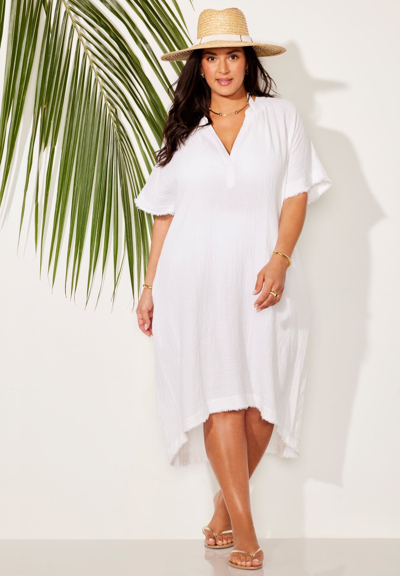 Gauze High-Low Sun Dress Cover Up image number 0