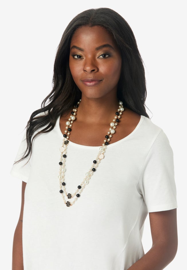 Faux Pearl and Gold Necklace image number 1