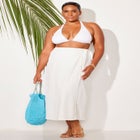 Crinkle Pleat Wrap Skirt Cover Up image number null