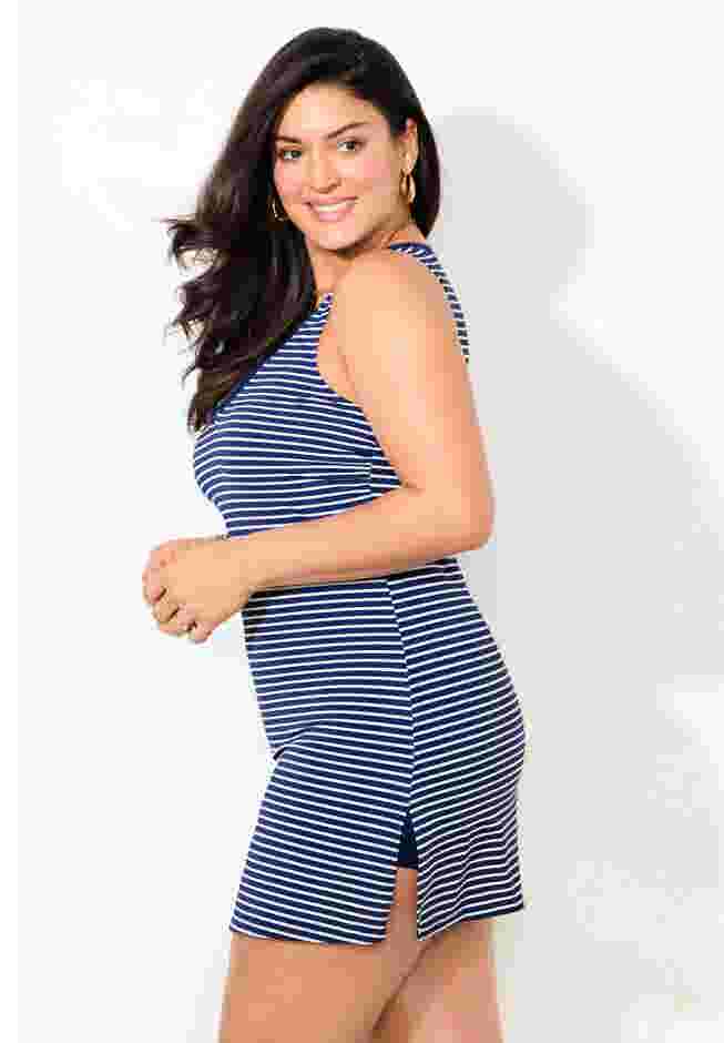 Chlorine Resistant V-Neck Two-Piece Swimdress image number 1