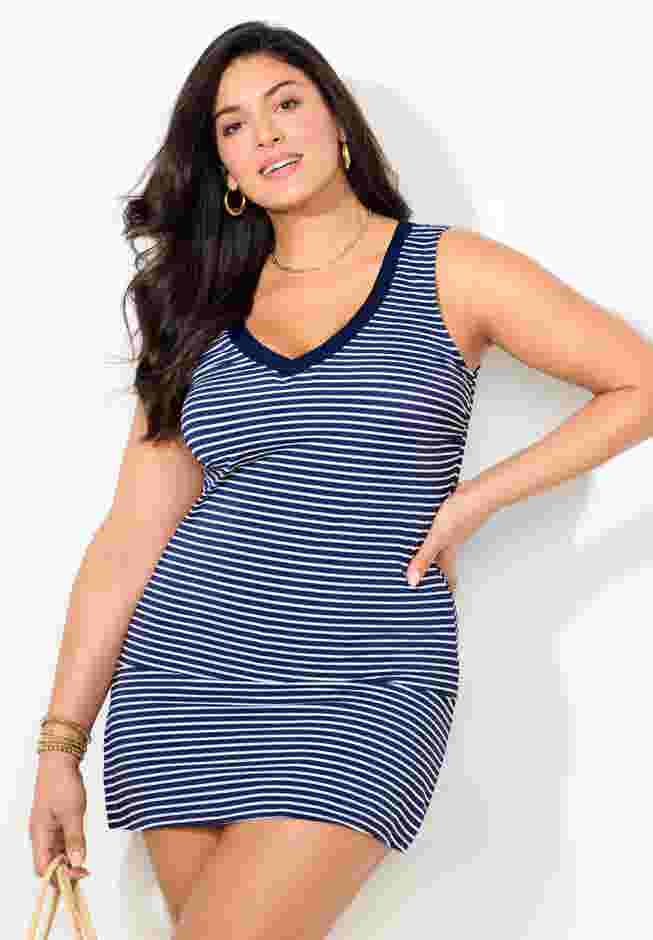 Chlorine Resistant V-Neck Two-Piece Swimdress image number 3