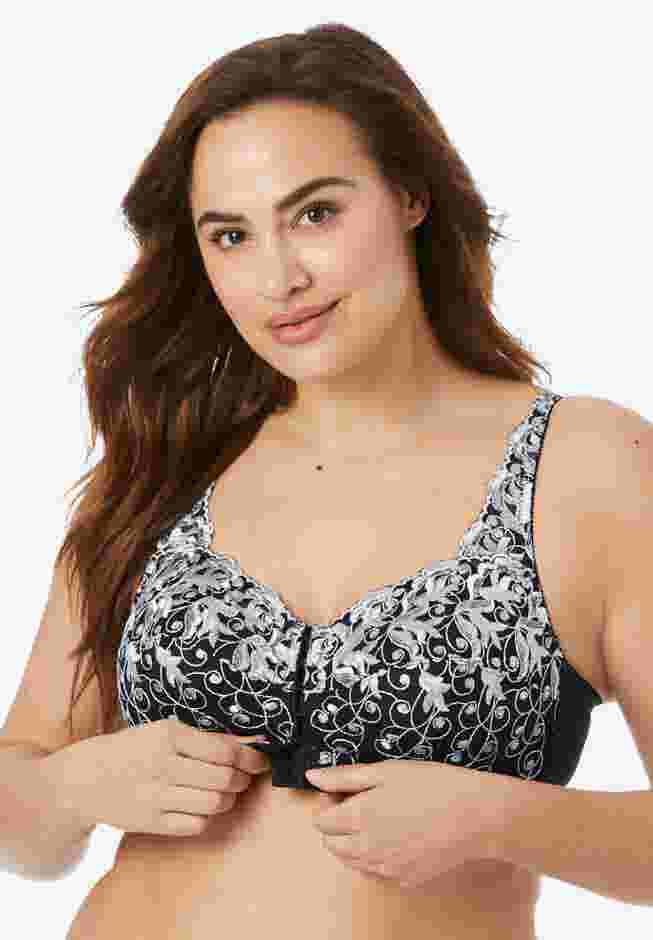 Scroll Embroidered Wireless Front-Close Bra  image number 0