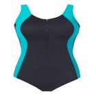 Zip-Front One-Piece with Tummy Control image number null