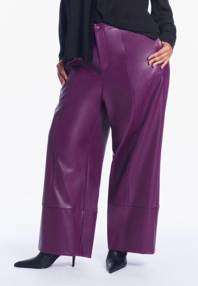 Cuffed Faux Leather Pants image number 1