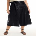 Paneled Faux Leather Midi Skirt image number null