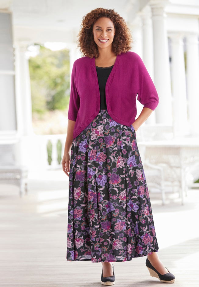 Rib Trim Cardigan Shrug Sweater image number 9