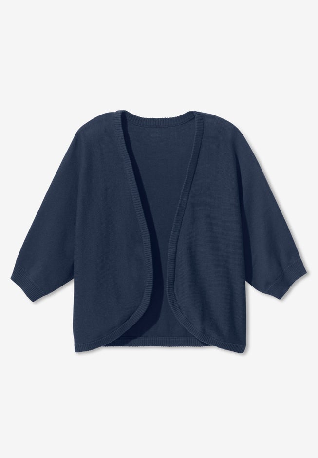 Rib Trim Cardigan Shrug Sweater image number 6