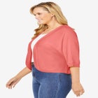 Rib Trim Cardigan Shrug Sweater image number null