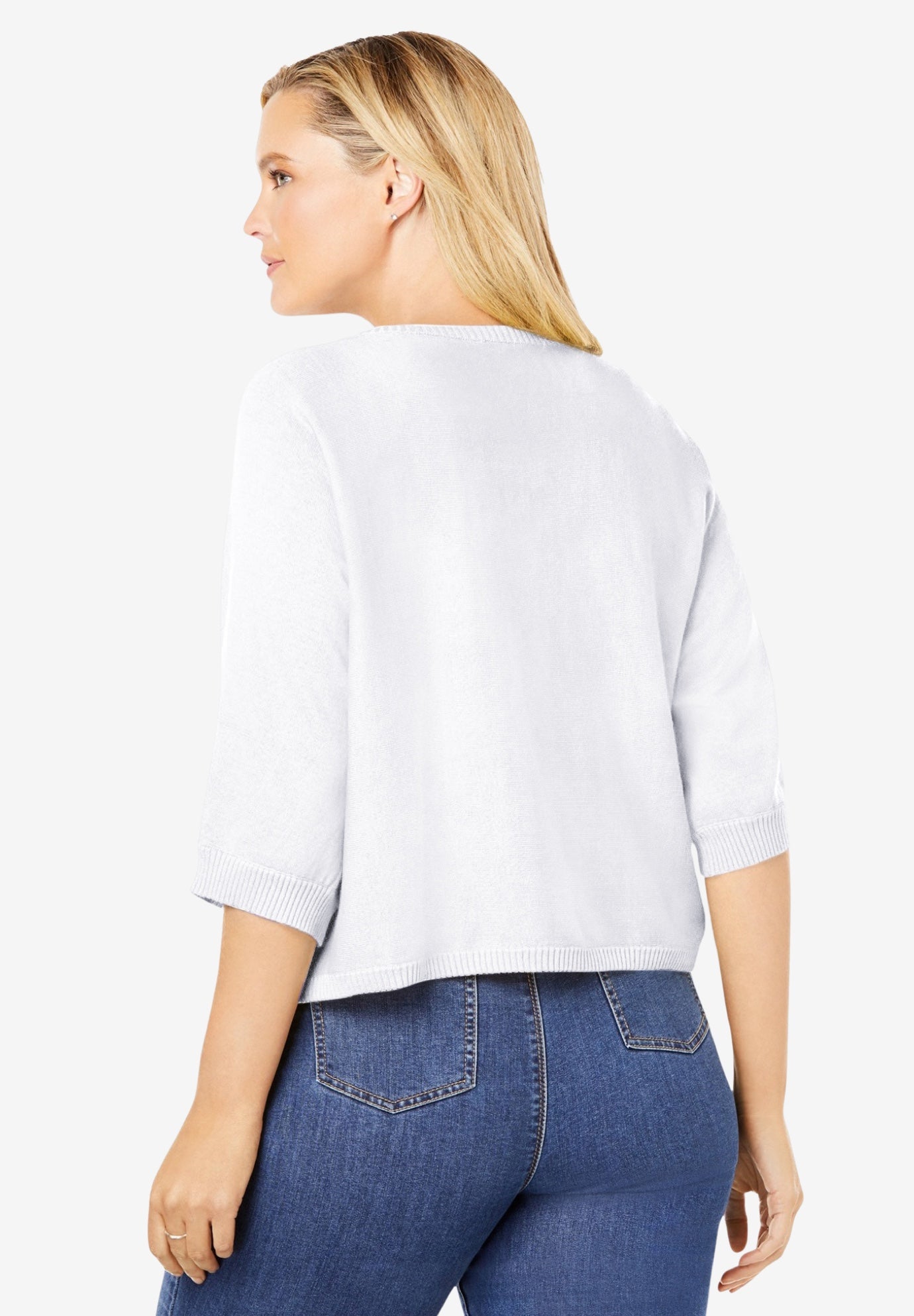 Rib Trim Cardigan Shrug Sweater image number 2