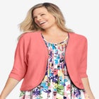 Rib Trim Cardigan Shrug Sweater image number null