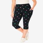 Stretch-Cotton Knit Pull-On Printed Pocket Capri Leggings image number null