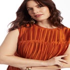 Boatneck Plisse Cap-Sleeve Maxi Dress image number null