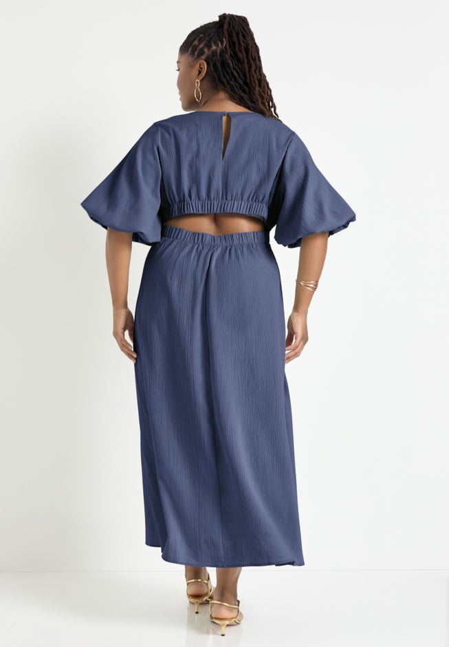 Puff-Sleeve Babydoll Maxi Dress image number 1