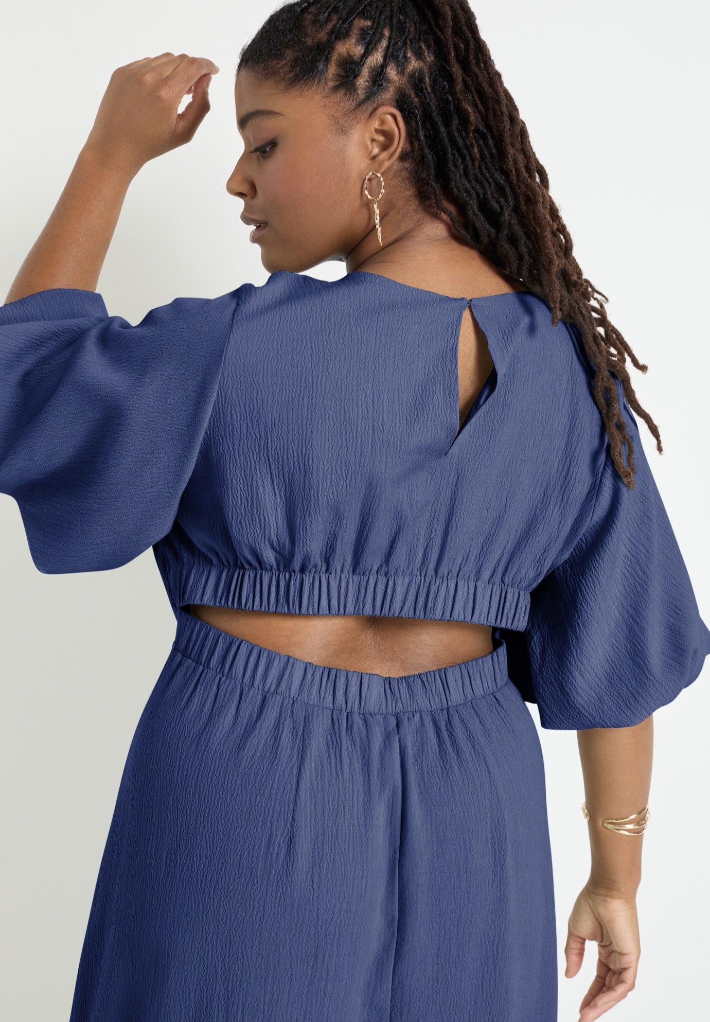 Puff-Sleeve Babydoll Maxi Dress image number 3