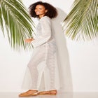 Lightweight Crochet V-Neck Dress Cover Up image number null