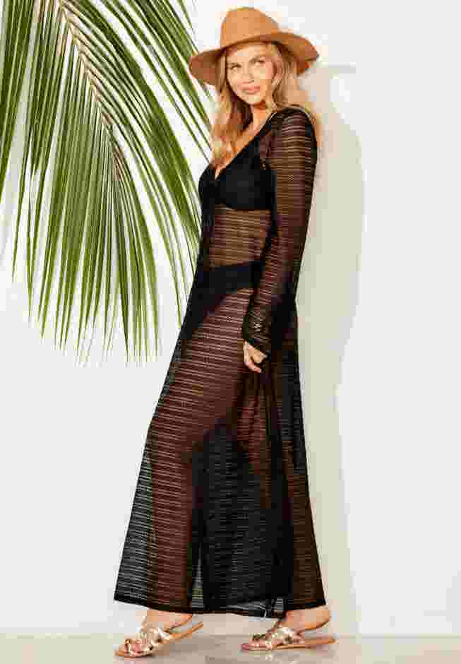 Lightweight Crochet V-Neck Dress Cover Up image number 2