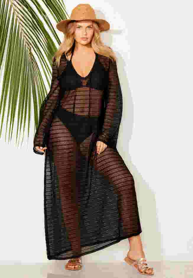 Lightweight Crochet V-Neck Dress Cover Up image number 3