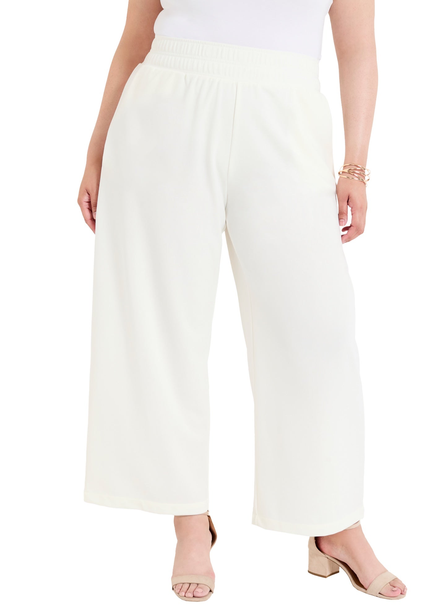 Cropped Wide-Leg Knit Pants image number 1