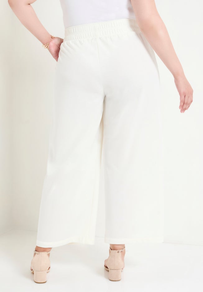 Cropped Wide-Leg Knit Pants image number 2
