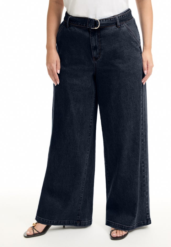 Curvie Fit High-Waisted Wide-Leg Utility Jean image number 2