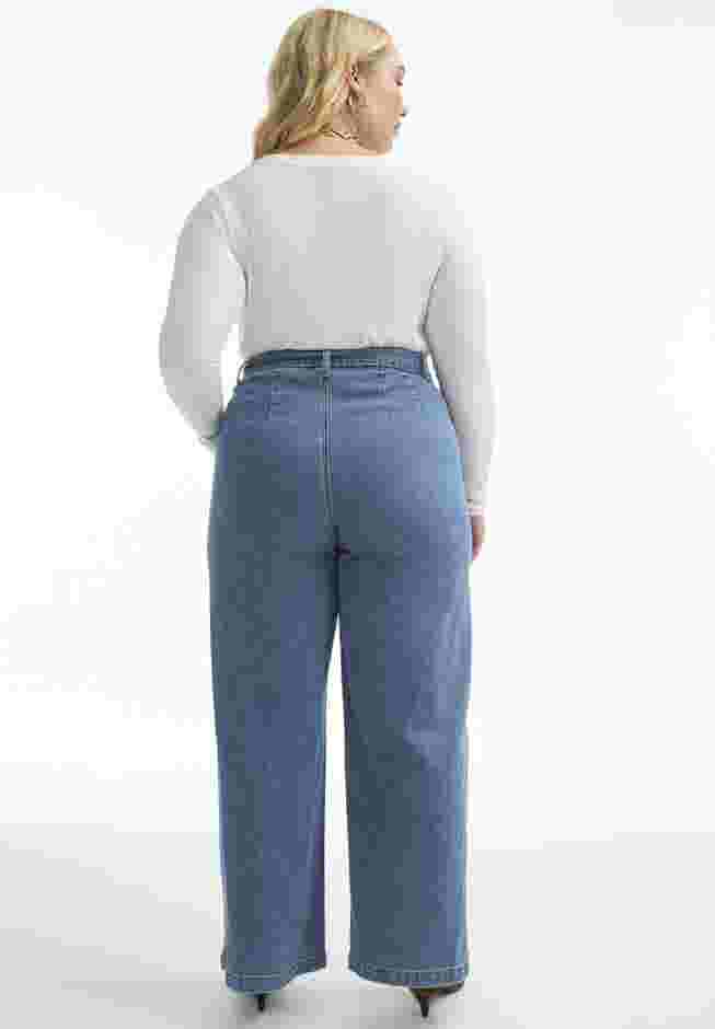 Curvie Fit High-Waisted Wide-Leg Utility Jean image number 2