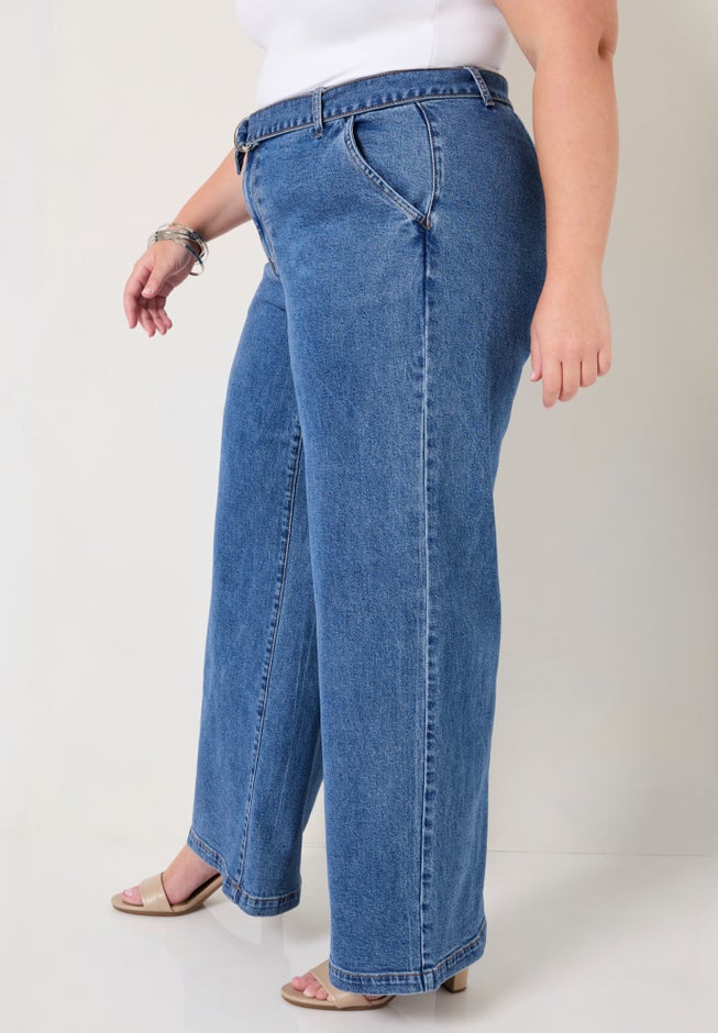 Curvie Fit High-Waisted Wide-Leg Utility Jean image number 1