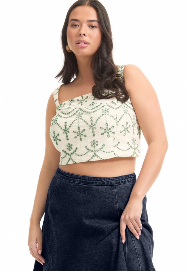 Fit-And-Flare Denim Midi Skirt image number 3