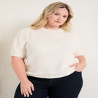 Puff-Sleeve Knit Sweater image number null