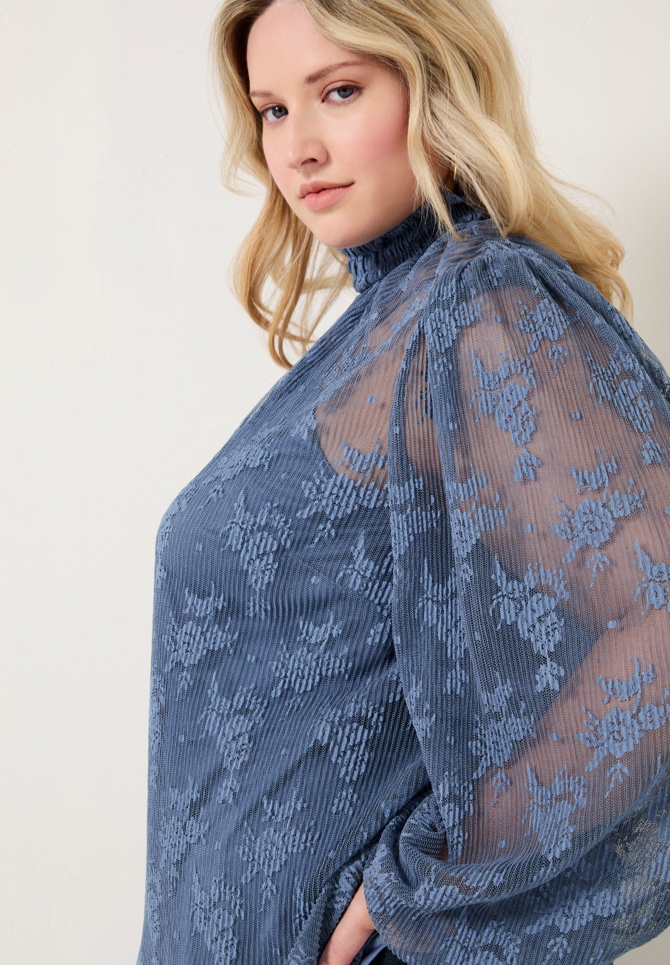 Smocked Mockneck Blouse image number 2