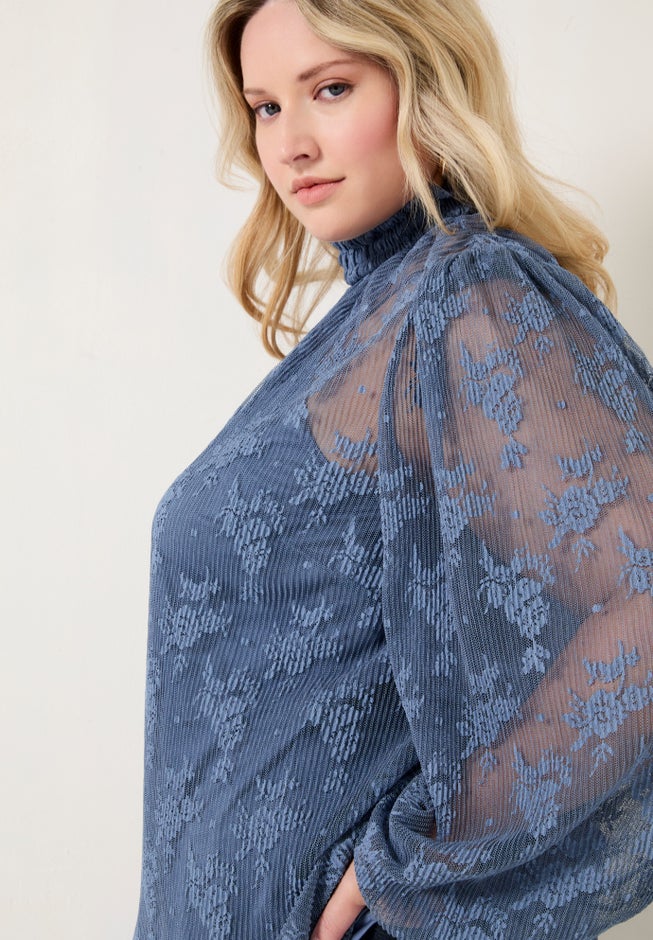 Smocked Mockneck Blouse image number 2