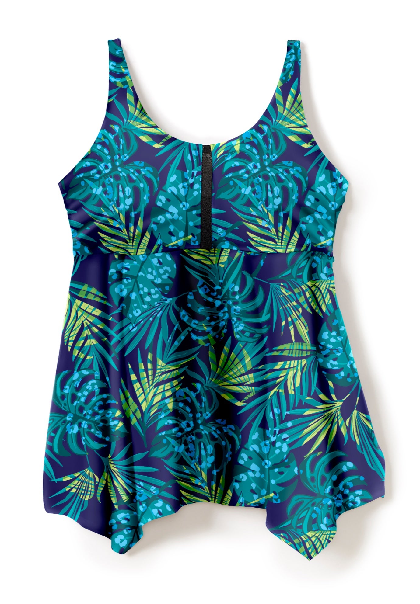 Longer-Length Handkerchief Hem Tankini Top image number 3
