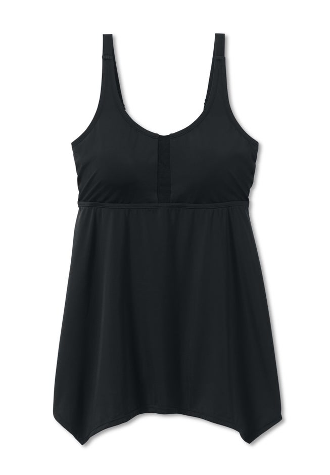 Longer-Length Handkerchief Hem Tankini Top image number 3