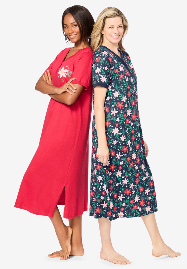 2-Pack Long Henley Sleepshirt  image number 2