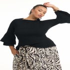 Ruffled Long-Sleeve Sweater image number null