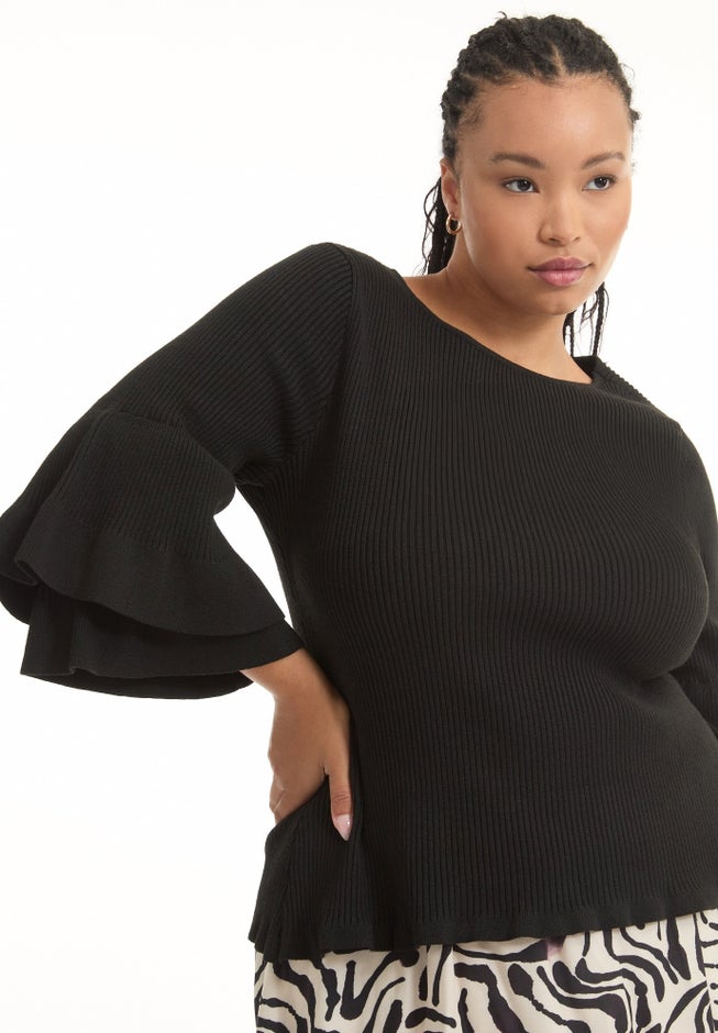 Ruffled Long-Sleeve Sweater image number 3