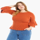 Ruffled Long-Sleeve Sweater image number null