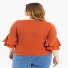 Ruffled Long-Sleeve Sweater image number null