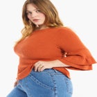 Ruffled Long-Sleeve Sweater image number null