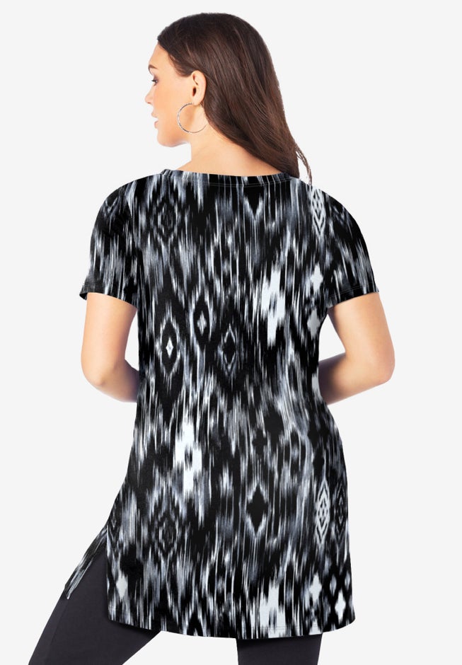 Plus Size Cotton Short Sleeve V-Neck Ultimate Tunic image number 1