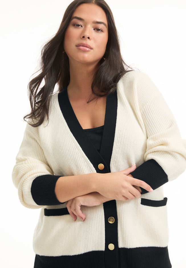 Contrast V-Neck Cardigan image number 2
