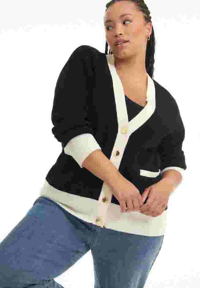 Contrast V-Neck Cardigan image number 3