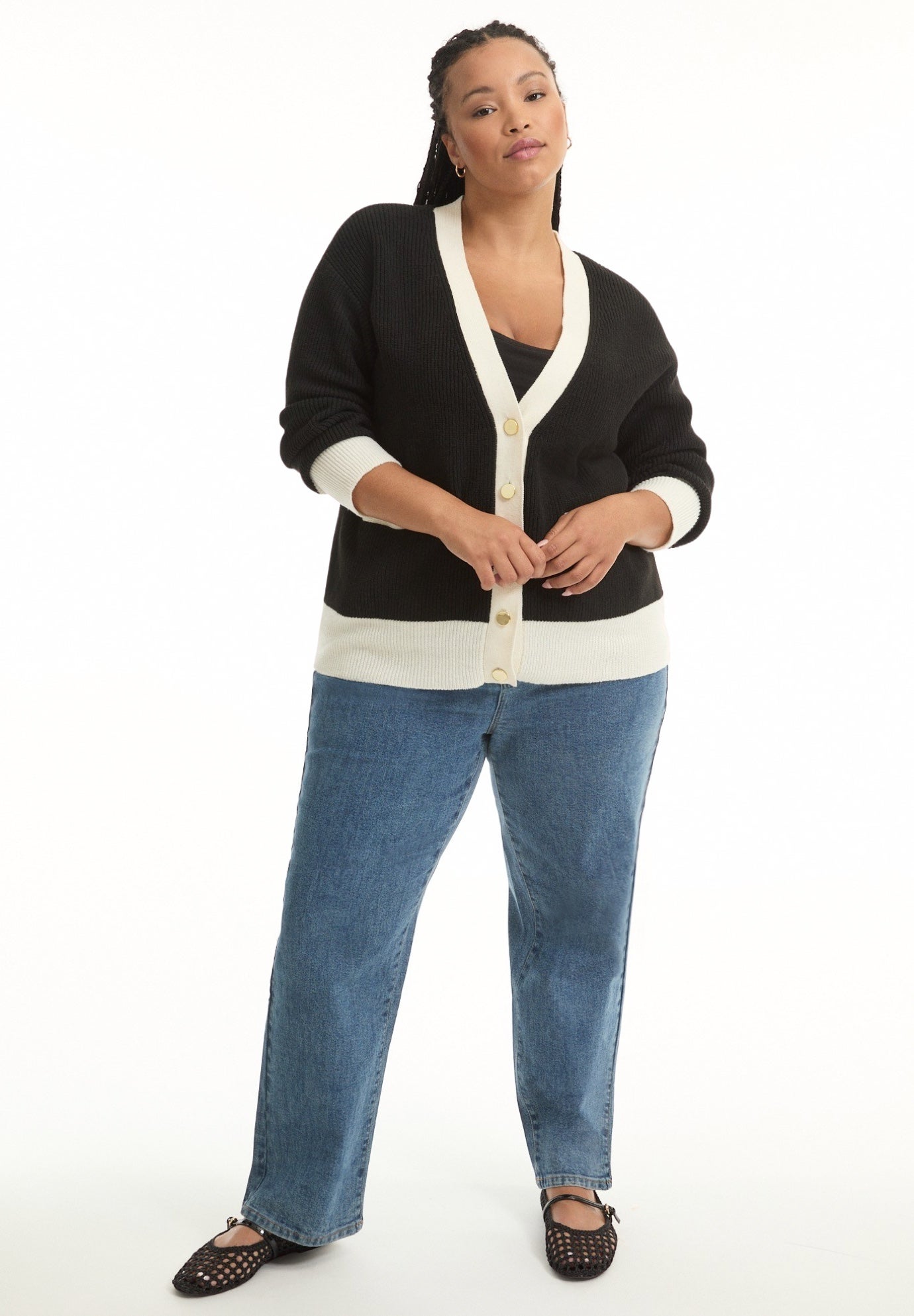 Contrast V-Neck Cardigan image number 0