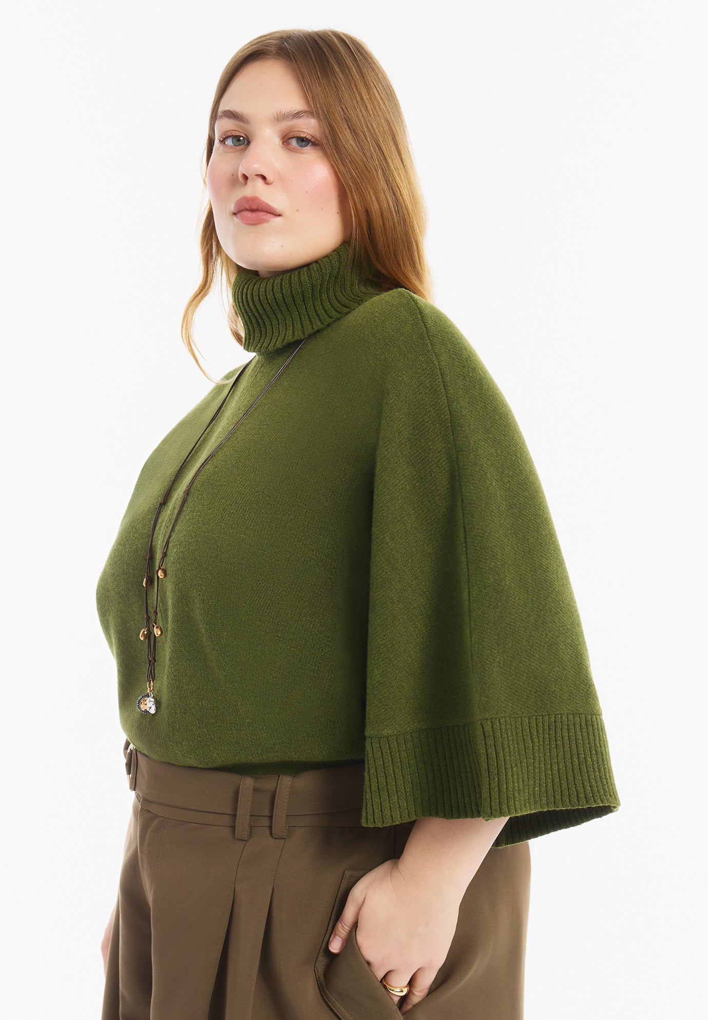 Wide-Sleeve Turtleneck Sweater image number 3