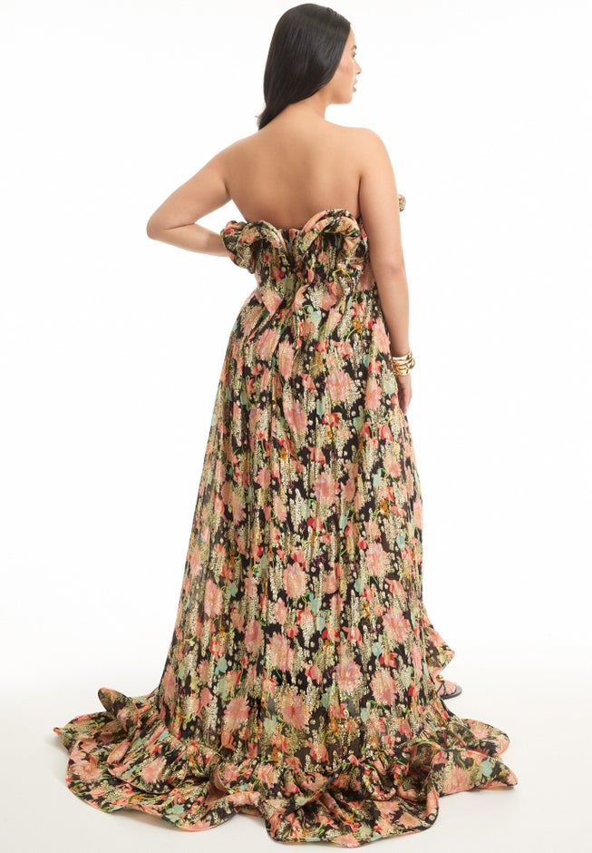 Ruffled Metallic Maxi Dress image number 3