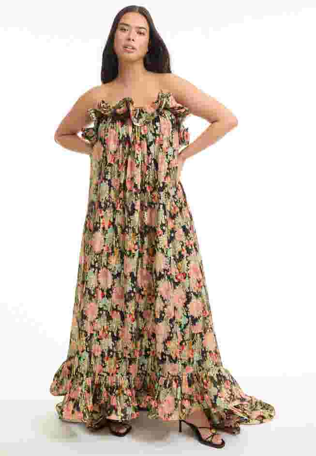 Ruffled Metallic Maxi Dress image number 1