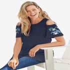 Short-Sleeve Cold-Shoulder Tee image number null