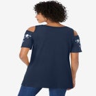 Short-Sleeve Cold-Shoulder Tee image number null