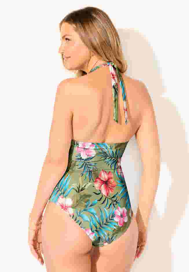 Ruffle V-Neck One Piece Swimsuit image number 1