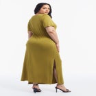 Boatneck Gathered Maxi Dress image number null